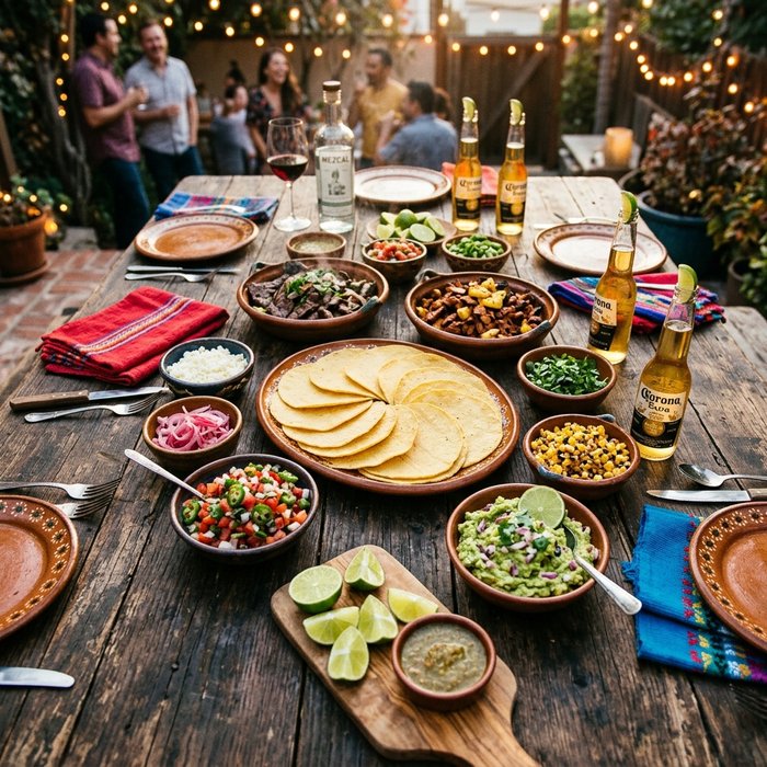 Colorful taco spread